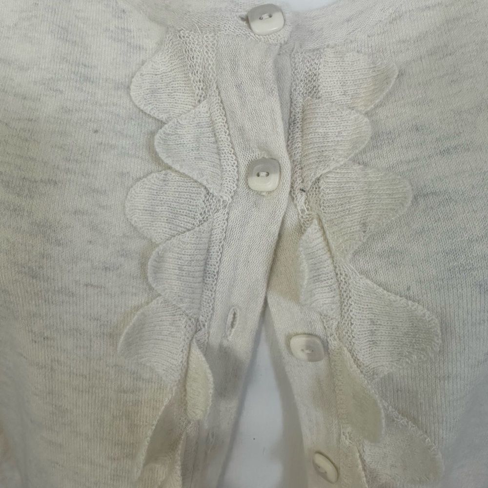 Anthropologie Sparrow Ivory Scalloped Layered Cashmere Cardigan Sweater L - Picture 2 of 6